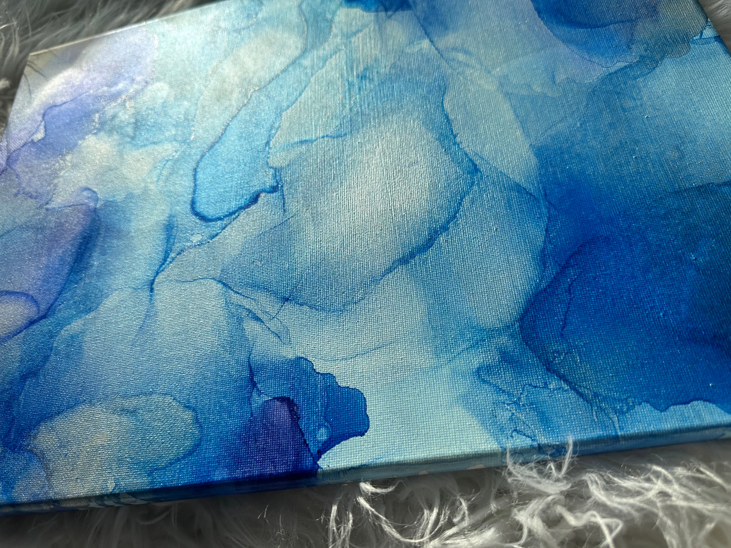 🧊 Frozen Blue - Canva Art Abstrait - Alcohol Ink