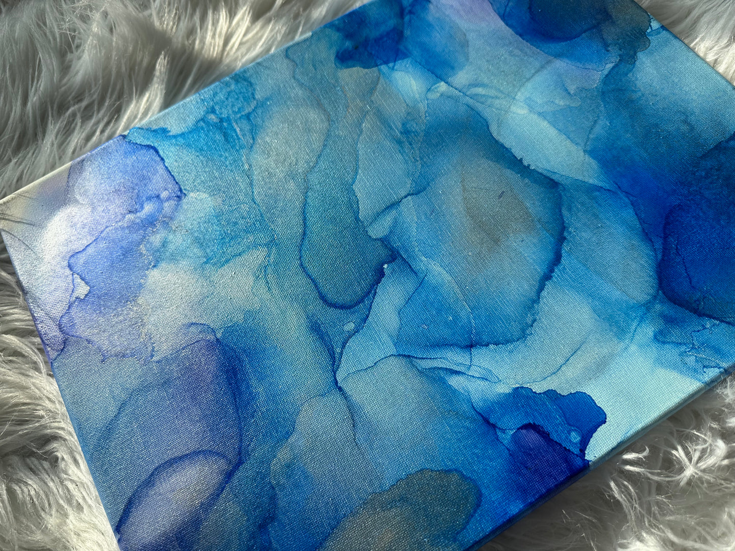 🧊 Frozen Blue - Canva Art Abstrait - Alcohol Ink