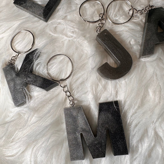 Porte-clés Initiale - Noir&Argent
